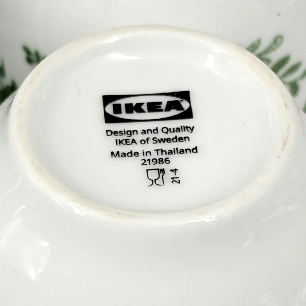 IKEA Entusiasm Mixed Pattern Green Cups Set of 4 Floral Dot Stripe Mugs Tumblers